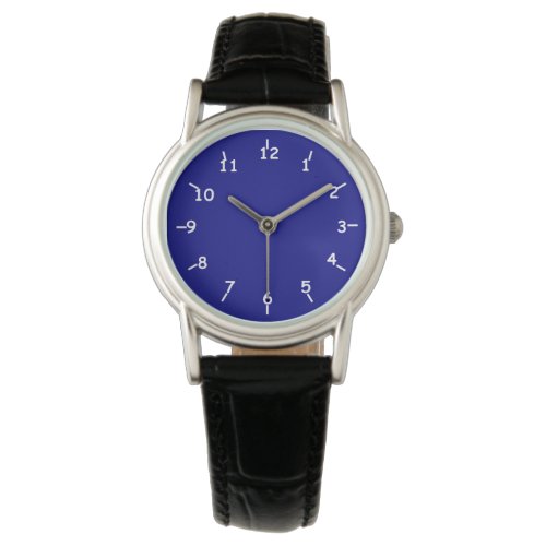 Navy Blue Watch with Classic Black Leather Band