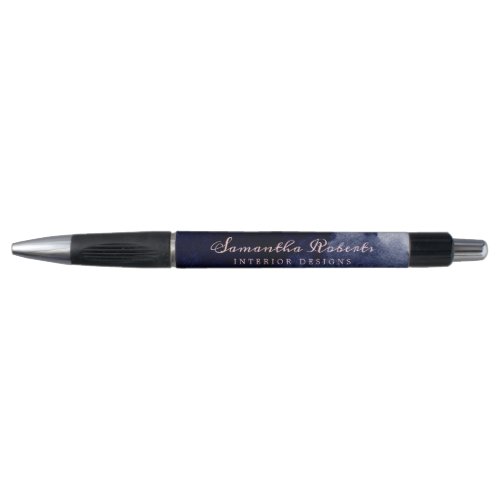  Navy Blue Watercolor Abstract Blush Pink Script Pen