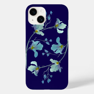 Navy Blue Watercolor Blossom Case-Mate iPhone 14 Case