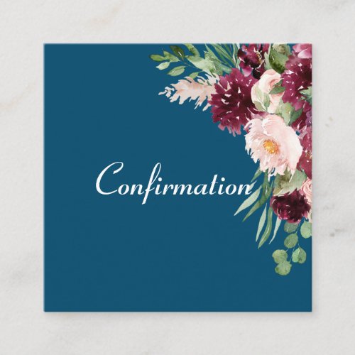 Navy Blue Watercolor Floral Confirmation Enclosure Card