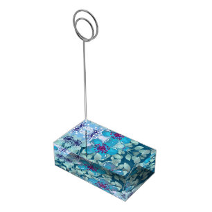 Navy Blue Watercolor Floral Elegant Place Card Holder