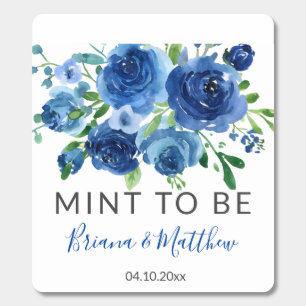 Navy Blue Watercolor Floral Mint Wedding Favors