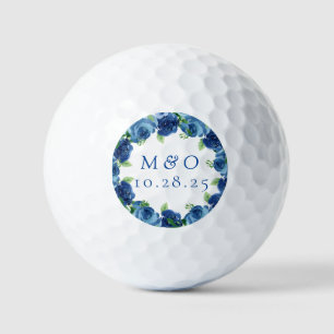 Navy Blue Watercolor Floral Wedding Favors Golf Ba Golf Balls
