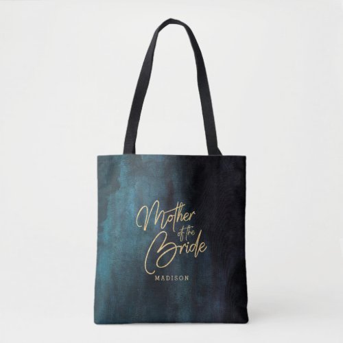 Navy Blue Watercolor  Gold Mother of the Bride Tote Bag