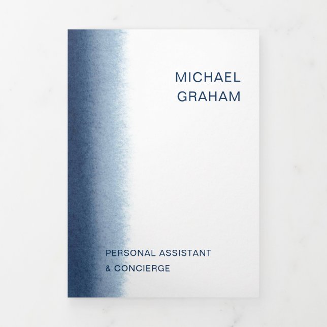 Navy Blue Watercolor Modern Business Brochure (Cover)