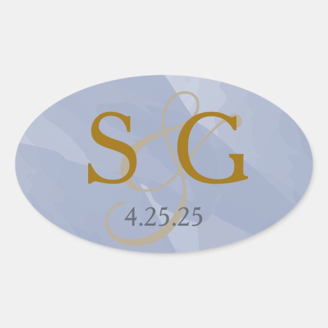 Navy Blue Watercolor Monogram Label (Front)