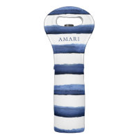 Navy Blue Watercolor Nautical Stripe Pattern