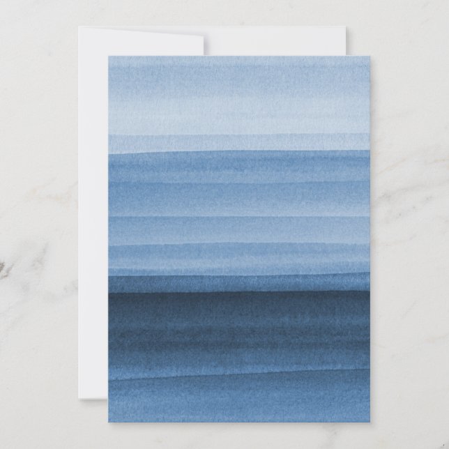 Navy Blue Watercolor Ombre Invitation (Front)