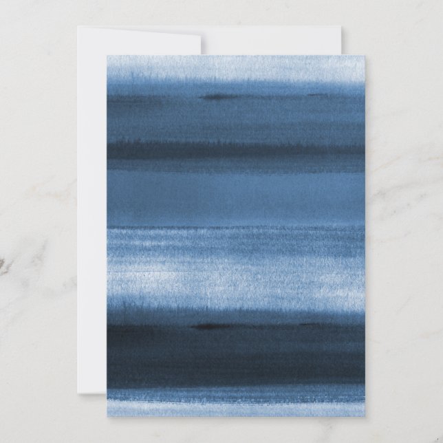 Navy Blue Watercolor Ombre Invitation (Front)