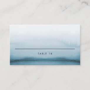 Navy Blue Watercolor Ombre Modern Wedding Place Card