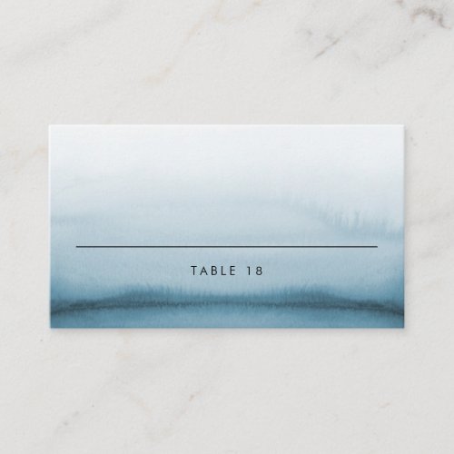 Navy Blue Watercolor Ombre Modern Wedding Place Card