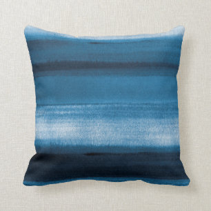Navy Blue Watercolor Ombre Throw Pillow