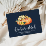 navy blue watercolor pumpkin moving announcement postcard<br><div class="desc">Thanksgiving holiday moving announcement card. Announce your new home to family and friends with this fall happy thanksgiving greeting card.</div>