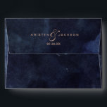 Navy Blue Watercolor & Rose Gold Wedding Monogram Envelope<br><div class="desc">Navy Blue Watercolor & Rose Gold Faux Foil Lettering Perfect for Fall or Winter Wedding Monogram Envelopes With trendy Hand Lettered Script font! ~ Check my shop to see the entire wedding collection with this design!</div>