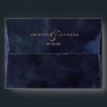 Navy Blue Watercolor & Rose Gold Wedding Monogram Envelope<br><div class="desc">Navy Blue Watercolor & Rose Gold Faux Foil Lettering Perfect for Fall or Winter Wedding Monogram Envelopes With trendy Hand Lettered Script font! ~ Check my shop to see the entire wedding collection with this design!</div>