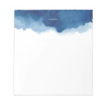 Navy Blue Watercolor Splash Personalized Notepad