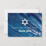 Navy Blue Watercolor Star of David Bar Mitzvah Thank You Card<br><div class="desc">Navy Blue Watercolor wash background with white Star of David for your Bat Mitzvah or Bar Mitzvah FLAT Thank You card. Write your message on the back. For inquiries about custom design changes by the independent designer please email paula@labellarue.com BEFORE you customize or place an order.</div>