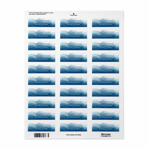 Navy Blue Watercolor Wave | Label | Zazzle