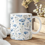 Navy Blue Watercolor Wildflowers Poppy Coffee Mug<br><div class="desc">Enjoy your favorite beverage in style with the "Navy Blue Watercolor Wildflowers Poppy Coffee Mug." This charming mug showcases a delicate watercolor design featuring navy blue poppies and wildflowers, creating a serene and elegant aesthetic. The intricate floral pattern wraps around the mug, offering a sophisticated yet understated beauty that's perfect...</div>