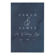 Navy Blue Watercolour Wedding Welcome Sign