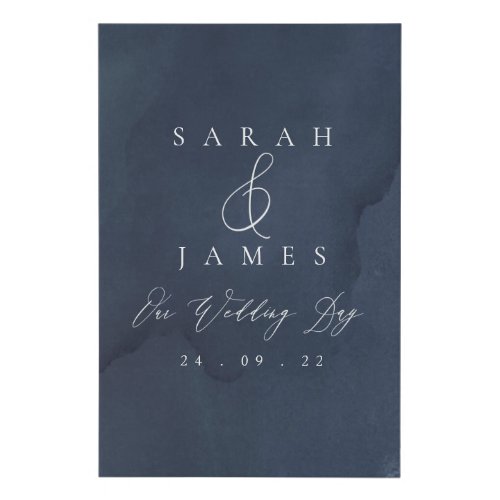 Navy Blue Watercolour Wedding Welcome Sign