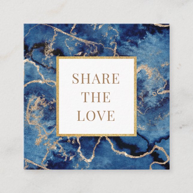 navy blue waves gold salon spa Loyalty Card (Front)