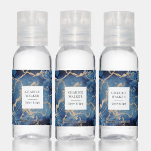 navy blue waves ocean gold salon spa monogram hand sanitizer
