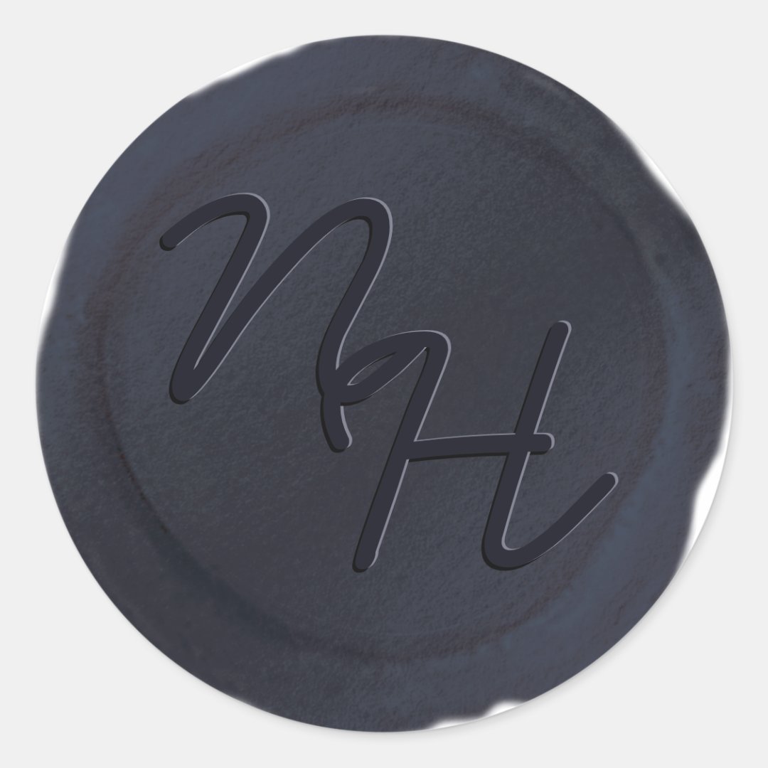 Navy Blue Wax Seal Initials Envelope Sticker Zazzle