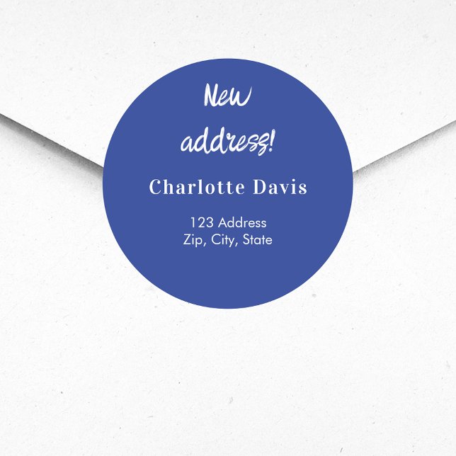 Navy blue we have moved new address classic round sticker (Creator Uploaded)