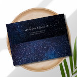 Navy Blue Wedding 5x7 modern Starry night Envelope<br><div class="desc">A customizable celestial navy blue 5X7 envelope with a white lining inside. This personalized elegant dark blue envelope is a classy way to send invitations. 
Personalize this design with your own handwritten return address on the back flap. Perfect for birthday,  wedding,  bachelorette party,  bridal shower or baby shower.</div>