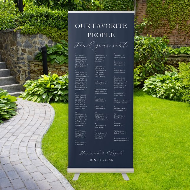 Navy Blue Wedding Alphabetical Seating Chart Retractable Banner (Navy Blue Wedding Alphabetical Seating Chart Retractable Banner
)