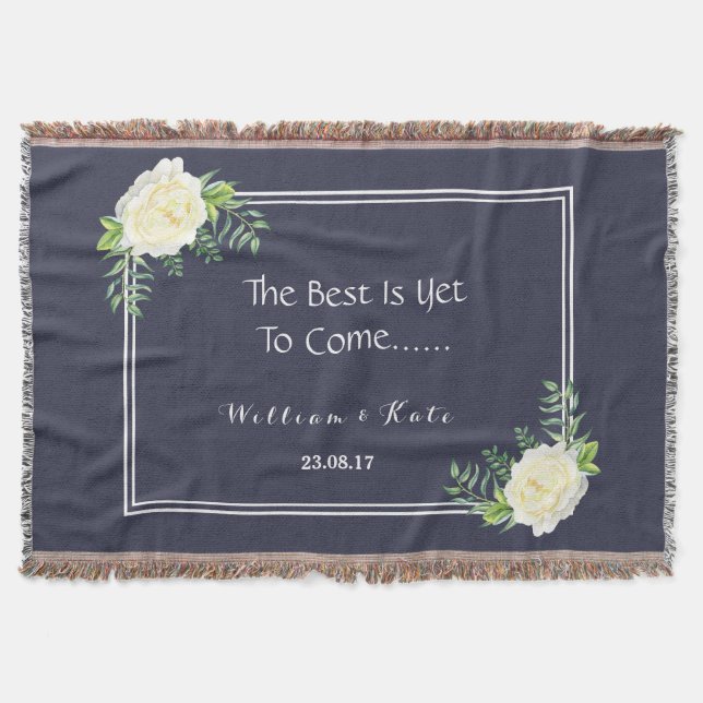 Navy blue Wedding anniversary throw Blanket (Front)
