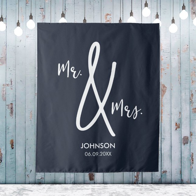 Navy Blue Wedding Backdrop Custom Nautical Mr Mrs (Navy Blue Wedding Backdrop Custom Nautical Mr Mrs
)