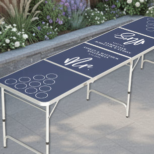 Navy Blue Wedding Beer Pong Table