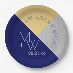 Navy Blue And Yellow Wedding Plates Zazzle