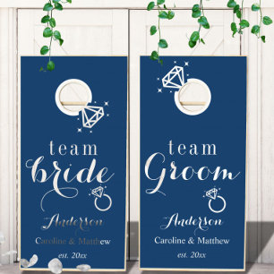 Navy Blue wedding bride and groom Cornhole Set