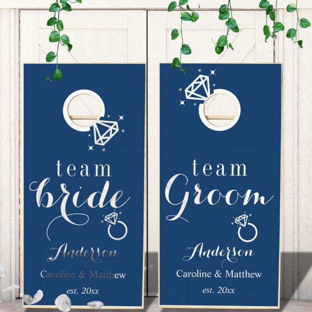 Navy Blue wedding bride and groom Cornhole Set (Creator Uploaded)