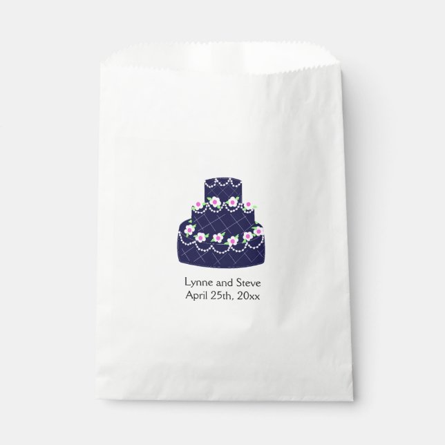 Navy Blue Wedding Cake Favor Bag (Front)