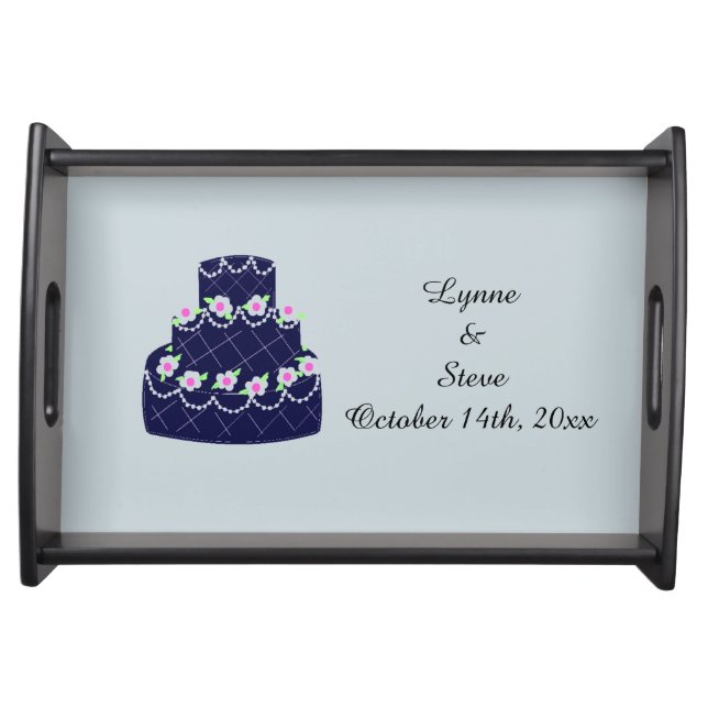 Navy Blue Wedding Cake Serving Tray (Front)