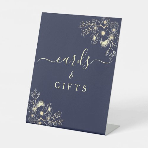 Navy Blue Wedding Cards and Gifts Pedestal Sign