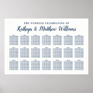 Navy Blue Wedding Celebration Seating Poster