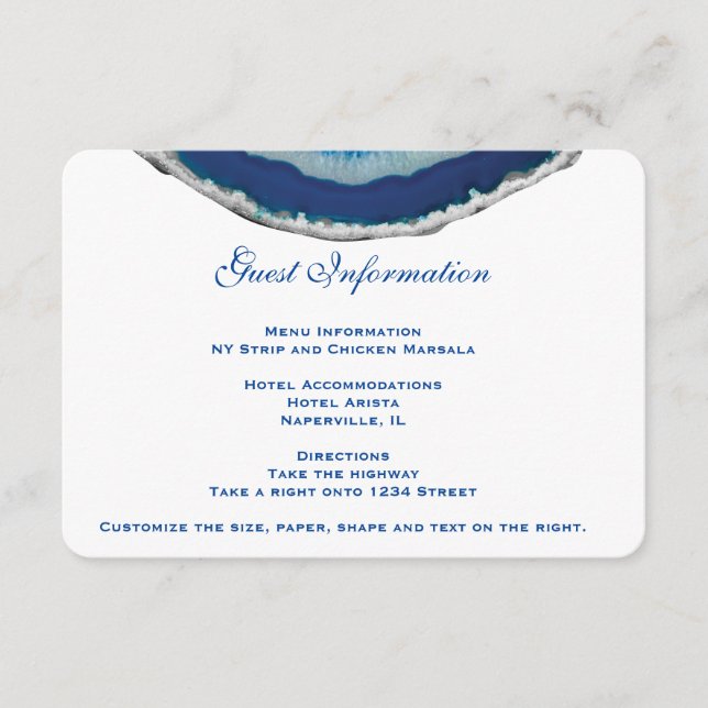 Navy Blue Wedding Details Info Card | Agate (Front)