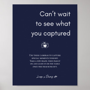 Navy Blue Wedding Disposable Camera Sign