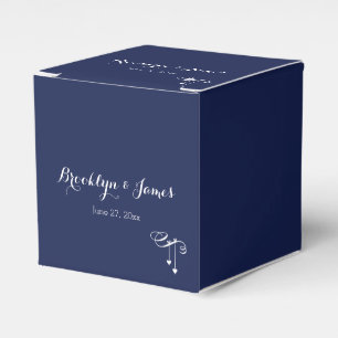 Navy Blue Wedding Favor Boxes With Hearts