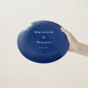 Navy Blue Wedding Favor Frisbee with Custom Text