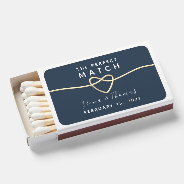 Navy Blue Wedding Favor Matchboxes (Front Open)