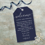 Navy Blue Wedding Favor Welcome Basket Bag Gift Tags<br><div class="desc">Featuring signature style names,  this elegant navy blue and white tag can be personalized with your special thank you details in chic white lettering. Designed by Thisisnotme©</div>