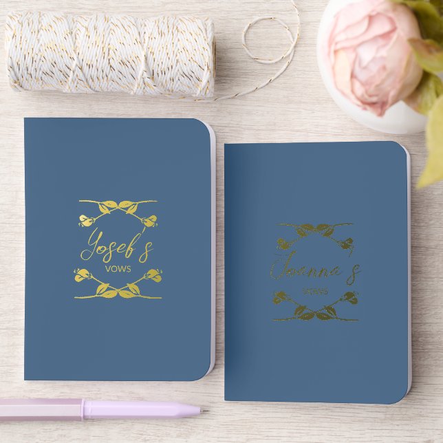 Navy Blue Wedding Foil Vow Books (Wedding)