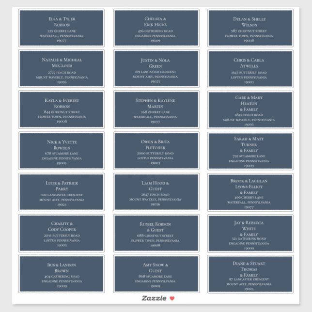 Navy Blue Wedding Guest Address Labels (Sheet)