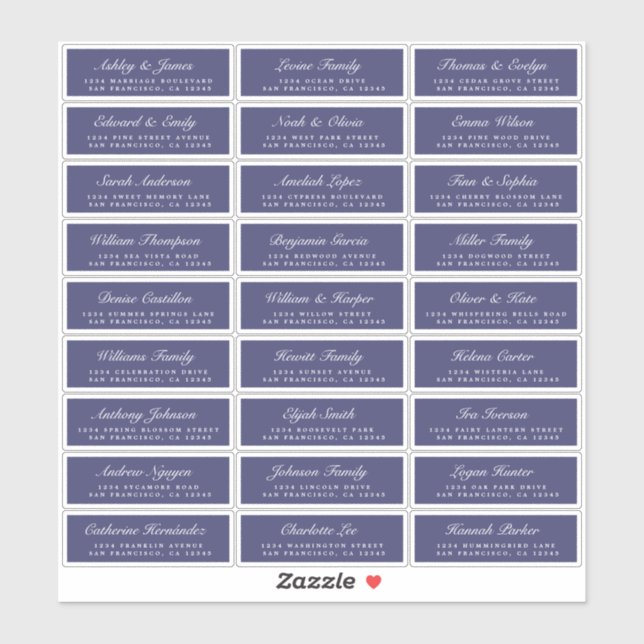 Navy Blue Wedding Guest Address Labels (Sheet)